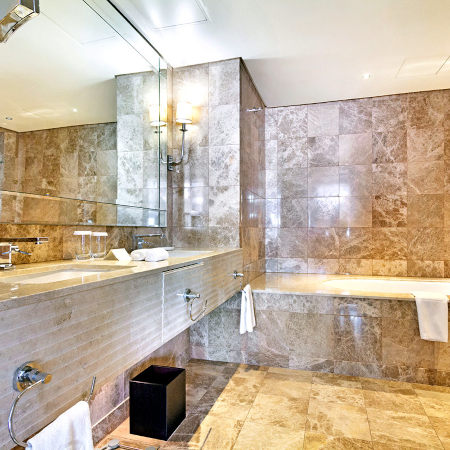 Natural stone finishes in bathroom